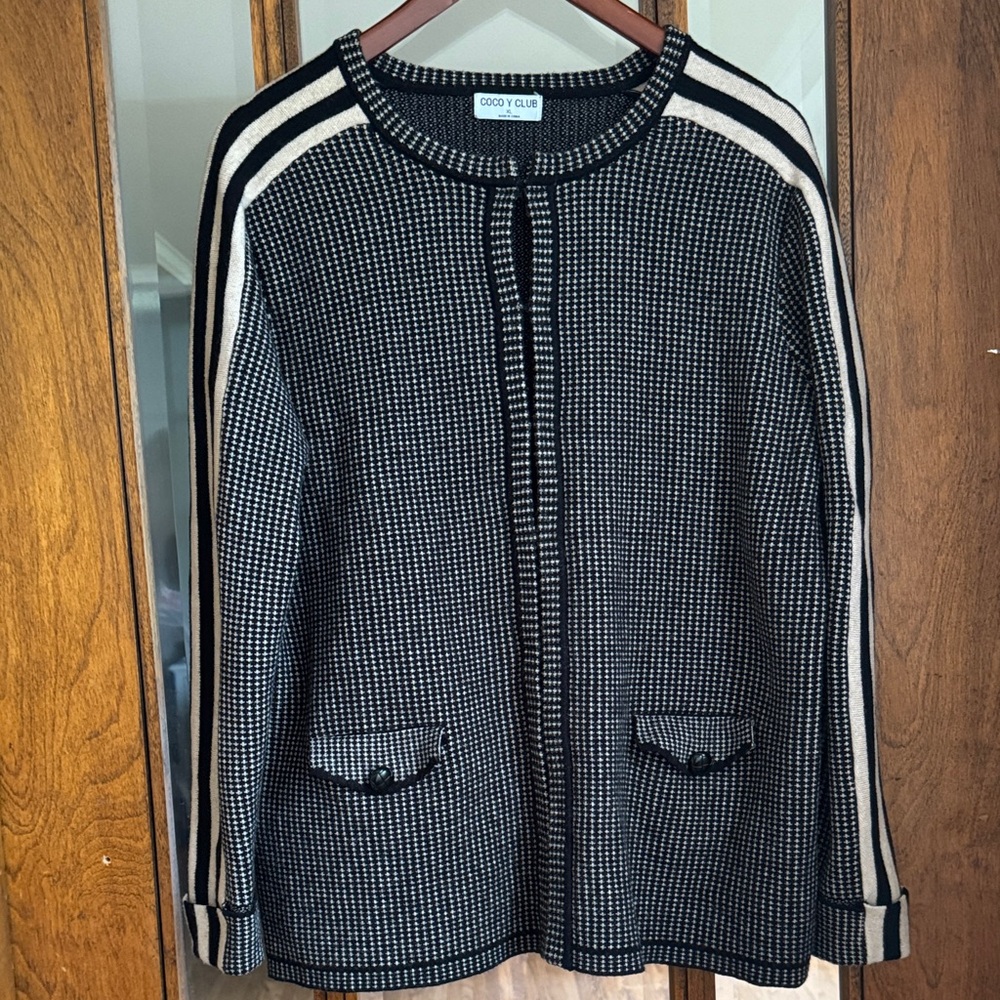 Black and Cream Cardigan Sweater
